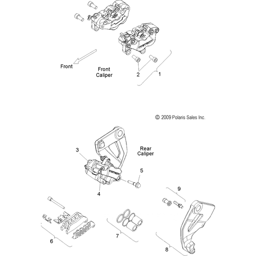 Brakes, Caliper, Front And Rear - 2011 Victory Cross Roads Custom/Cross Country All Options - V11Bb36/Db36/Dc36/Eb36 Schematic 3501 OEM Schematic