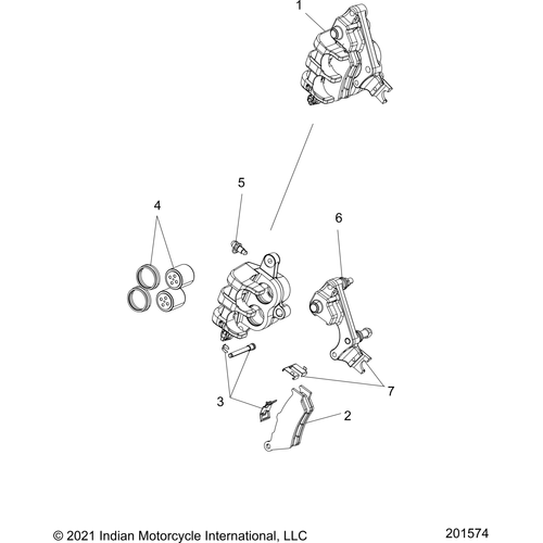 Brakes, Caliper, Front W/Abs N22mta11 All Options - 2022 Indian Scout Bobber Sixty Schematic-20606 OEM Schematic