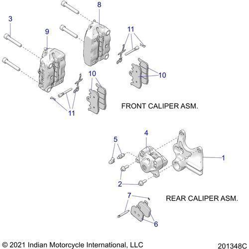 Brakes, Calipers, Front And Rear - 2022 Indian Ftr 1200 Rally Schematic-21131 OEM Schematic