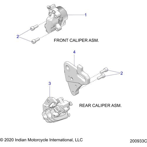 Brakes, Calipers, Front & Rear - 2022 Indian Springfield Dark Horse Schematic-20162 OEM Schematic