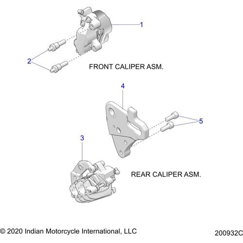 Brakes, Calipers, Front & Rear All Options - 2022 Indian Springfield 116 Schematic-20230 OEM Schematic