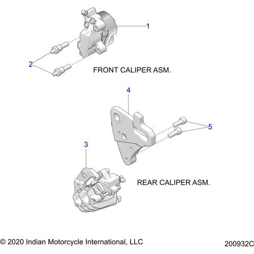 Brakes, Calipers, Front & Rear N21tvdaa/N21tvdca All Options - 2021 Indian Chief Vintage Dark Horse 111 Schematic-23563 OEM Schematic