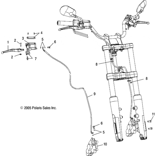 Brakes, Front - 2007 Victory Jackpot/Ness All Options - V07Xb26/Bc26 Schematic 4896 OEM Schematic