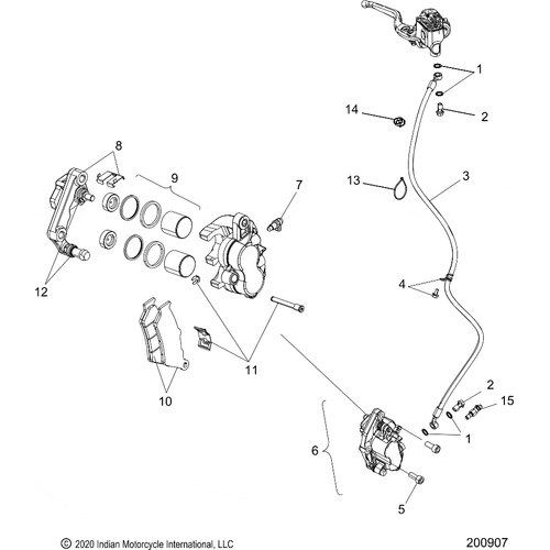 Brakes, Front Asm. N22mtd11 All Options (200907) - 2022 Indian Scout Rogue Sixty Schematic-20424 OEM Schematic