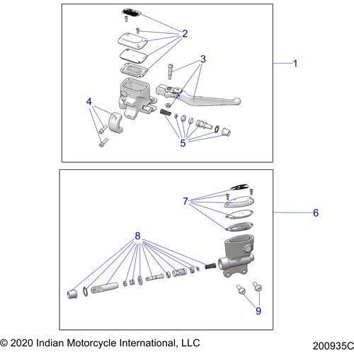 Brakes, Master Cyl., Front & Rear All Options - 2020 Indian Chieftain Classic Schematic-24981 OEM Schematic