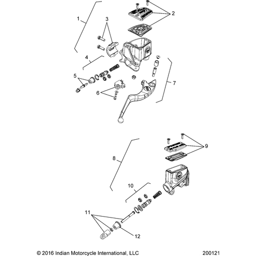 Brakes, Master Cyl., Front & Rear All Options - 2022 Indian Scout Rogue Sixty Schematic-20426 OEM Schematic