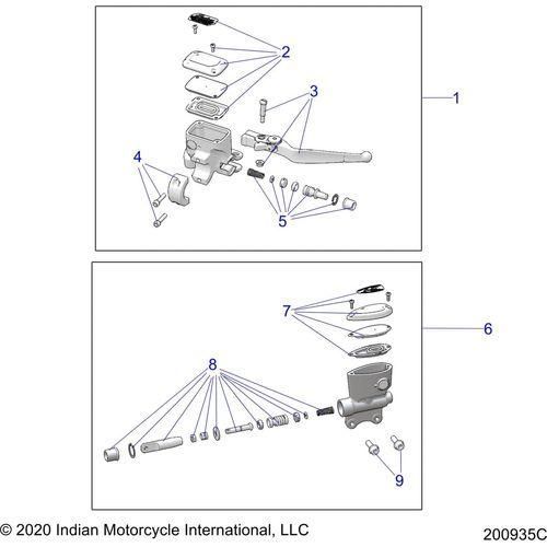Brakes, Master Cyl., Front & Rear N20tedaa All Options - 2020 Indian Chief Dark Horse Schematic-25119 OEM Schematic