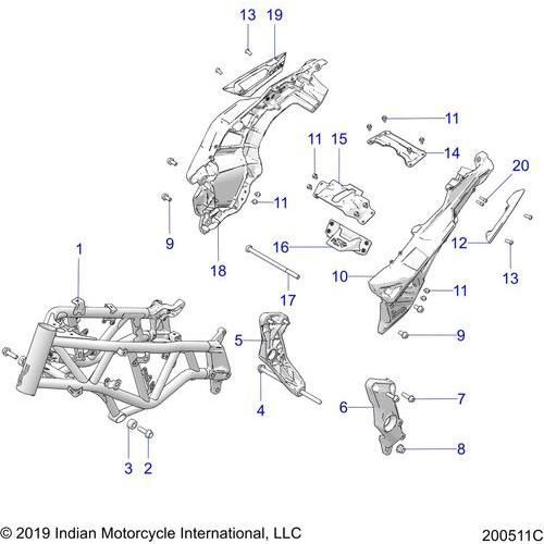 Chassis, Driver Footpegs - 2019 Indian Ftr 1200 Rally Le Schematic-25703 OEM Schematic