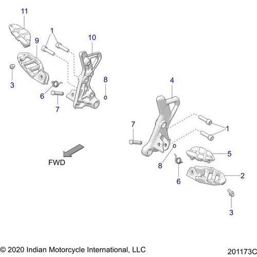 Chassis, Driver Footpegs - 2022 Indian Ftr 1200 Carbon Schematic-21189 OEM Schematic