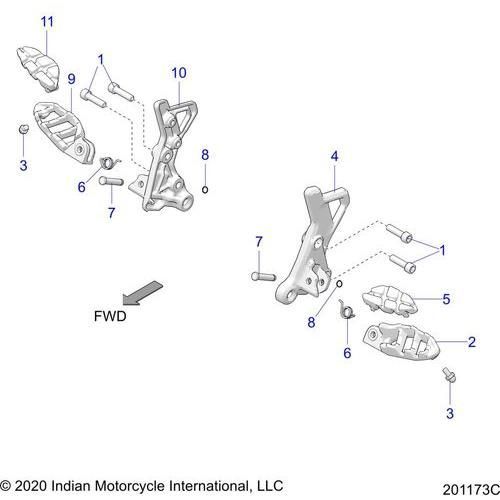 Chassis, Driver Footpegs N22rza22/Rzs25 - 2022 Indian Ftr 1200 Schematic-21247 OEM Schematic