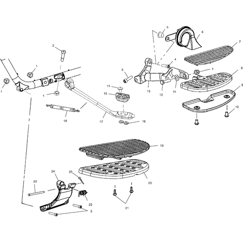 Chassis, Floor Board And Side Stand - 2002 Victory Deluxe Cruiser All Options - V02Cd16 Schematic 5812 OEM Schematic