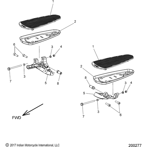 Chassis, Floorboard, Driver All Options - 2018 Indian Roadmaster Classic Schematic-26556 OEM Schematic