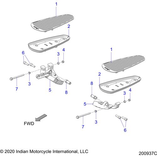 Chassis, Floorboard, Driver All Options - 2020 Indian Chieftain Premium Schematic-24760 OEM Schematic