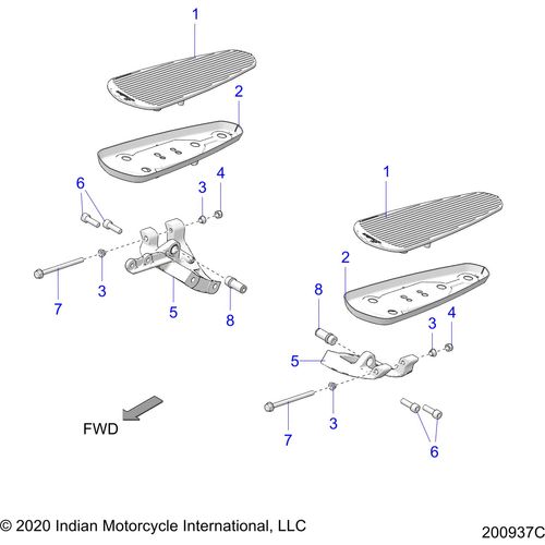 Chassis, Floorboard, Driver All Options - 2021 Indian Roadmaster Limited Schematic-22742 OEM Schematic