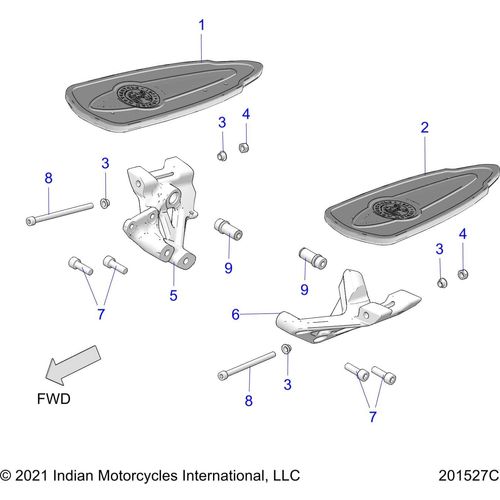 Chassis, Floorboard, Driver All Options - 2022 Indian Challenger Elite Schematic-22075 OEM Schematic