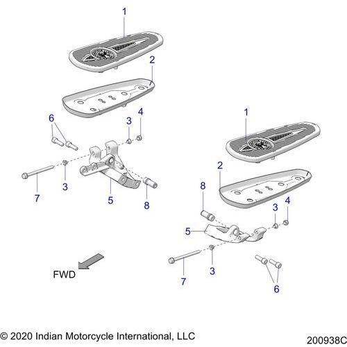 Chassis, Floorboard, Driver All Options - 2022 Indian Chieftain Elite Schematic-21535 OEM Schematic