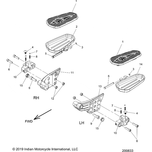 Chassis, Floorboard, Passenger All Options - 2020 Indian Roadmaster Elite Schematic-24301 OEM Schematic