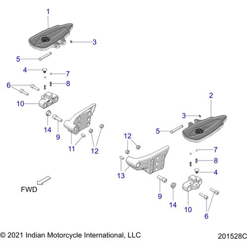 Chassis, Floorboard, Passenger All Options - 2022 Indian Challenger Elite Schematic-22076 OEM Schematic