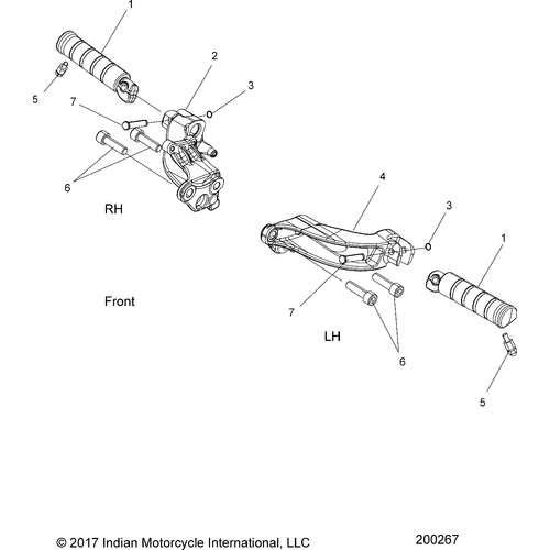 N/A OEM Schematic Chassis, Footpegs All Options - 2020 Indian Scout Bobber/Bobber Twenty Schematic-24029