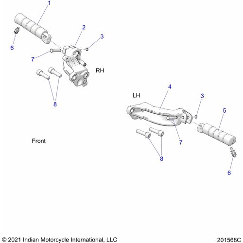 N/A OEM Schematic Chassis, Footpegs All Options - 2022 Indian Scout Rogue Sixty Schematic-20428