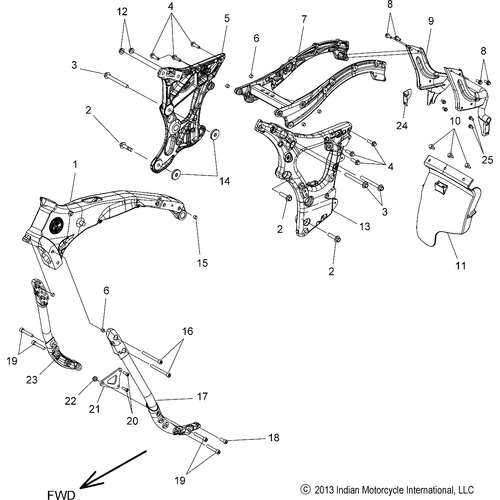 Chassis, Frame Asm. All Options - 2016 Indian Chieftain/Chieftain Dark Horse/Roadmaster Schematic-27842 OEM Schematic