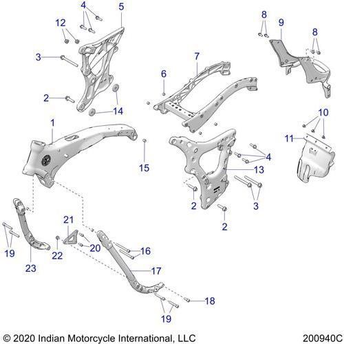 Chassis, Frame Asm. All Options - 2021 Indian Chieftain Elite Schematic-23180 OEM Schematic