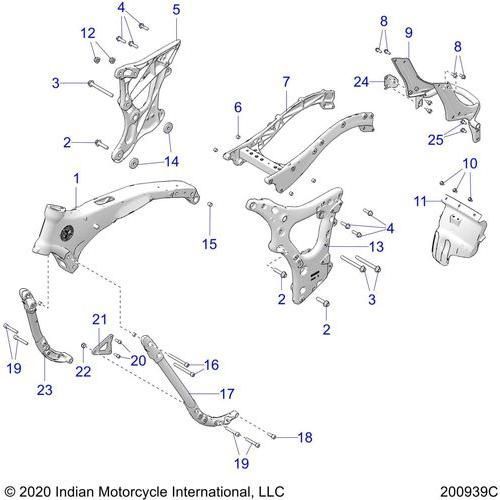 Chassis, Frame Asm. All Options - 2021 Indian Chieftain Standard 111 Schematic-23030 OEM Schematic