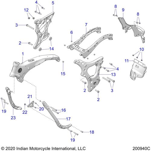 Chassis, Frame Asm. All Options - 2021 Indian Springfield 116 Schematic-22335 OEM Schematic