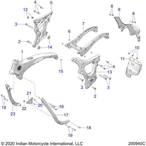 Chassis, Frame Asm. All Options - 2022 Indian Chieftain Premium Schematic-21436 OEM Schematic