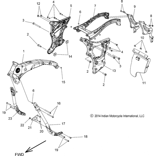 Chassis, Frame Asm. N17ccdaa All Options - 2017 Indian Chief Dark Horse Schematic-27520 OEM Schematic