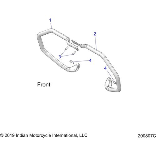 N/A OEM Schematic Chassis, Highway Bar/Tip Over Bar N22tkdbb All Options - 2022 Indian Roadmaster Dark Horse Schematic-20829