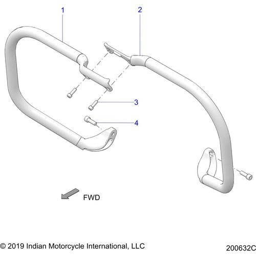 Chassis, Highway Bar, Tube All Options - 2020 Indian Chieftain Dark Horse Schematic-24912 OEM Schematic