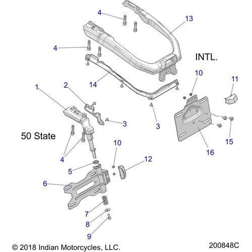 Chassis, License Plate Holder All Options - 2022 Indian Scout Rogue Sixty Schematic-20429 OEM Schematic