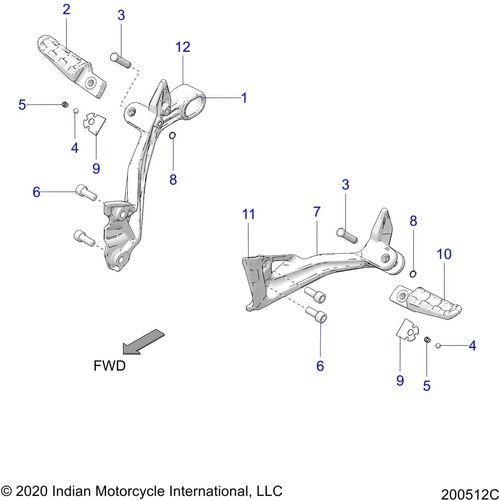 Chassis, Passenger Footpegs - 2020 Indian Ftr 1200 Rally Schematic-24451 OEM Schematic