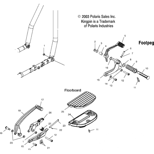 Chassis, R.H. Footpeg/Floorboard/Brake - 2004 Victory Kingpin All Options - V04Cb16 Schematic 5563 OEM Schematic