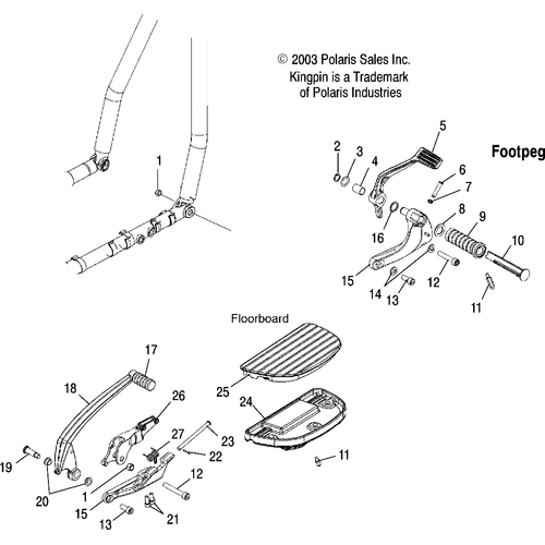 Chassis, R.H. Footpeg/Floorboard/Brake - 2004 Victory Victory Vegas All Options - V04Gb16/Nc16 Schematic 5616 OEM Schematic