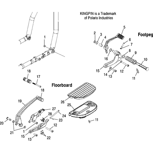 Chassis, R.H. Footpeg/Floorboard/Brake - 2005 Victory Kingpin/Ness All Options - V05Cb16/Dc16 Schematic 5358 OEM Schematic