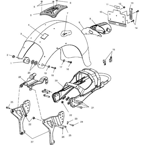 Chassis, Subframe And Rear Fender - 2001 Victory Deluxe Cruiser - V01Cd15Lc Schematic 6229 OEM Schematic