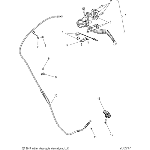 Controls, Clutch Lever & Cable All Options - 2018 Indian Roadmaster Classic Schematic-26561 OEM Schematic