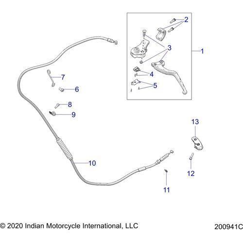 Controls, Clutch Lever & Cable All Options - 2020 Indian Roadmaster Premium Schematic-24221 OEM Schematic