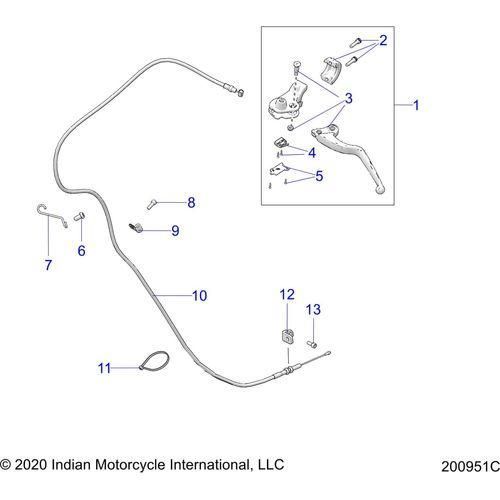 Controls, Clutch Lever & Cable All Options - 2021 Indian Chieftain Elite Schematic-23209 OEM Schematic
