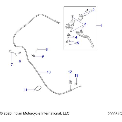 Controls, Clutch Lever & Cable All Options - 2021 Indian Chieftain Premium Schematic-23134 OEM Schematic