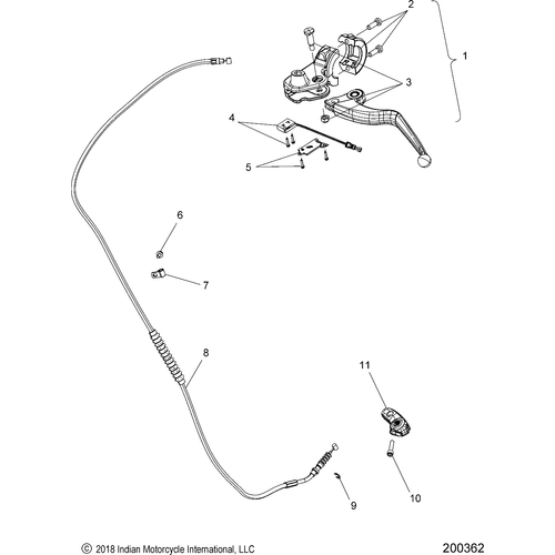 Controls, Clutch Lever & Cable N21tvdca All Options - 2021 Indian Chief Vintage Dark Horse 111 Schematic-23568 OEM Schematic