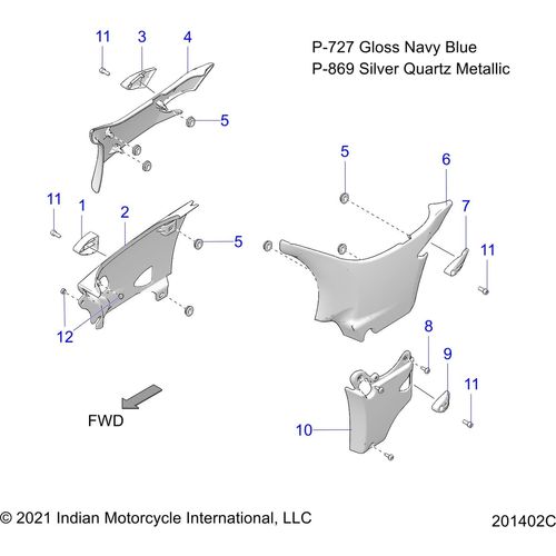 Cover-Side Lower LH Navyblu by Polaris 5450241-727 Body Side Cover