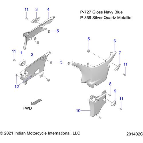 Cover-Side Upper LH Navyblu by Polaris 5455671-727 Body Side Cover