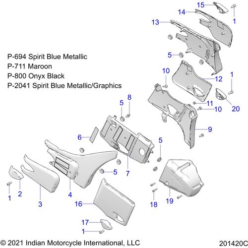 Cover-Side Upper LH Sprtblu by Polaris 5457560-694 Body Side Cover