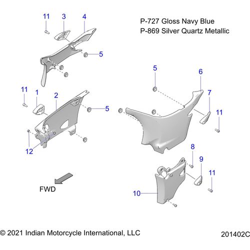 Cover-Side Upper RH Navyblu by Polaris 5450243-727 Body Side Cover