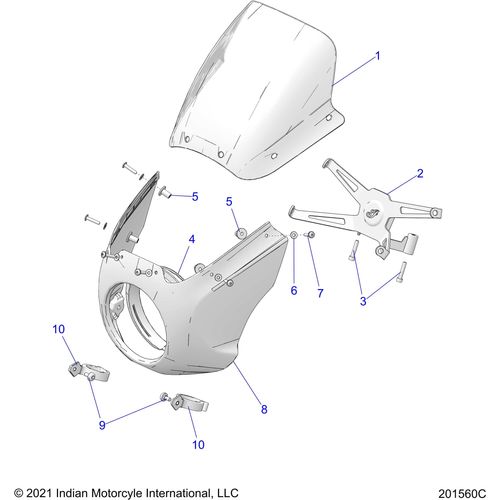 Cowl Wind Defl-Bobclub,Tinted by Polaris 5458388-02 Wind Deflectors