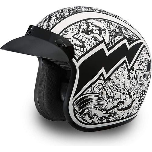 daytona basic motorcycle helmet Daytona Cruiser Graffiti Open Face Motorcycle Helmet, XS