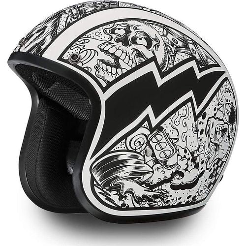 daytona helmets motorcycle open face helmet cruiser hi-gloss black Daytona Cruiser Graffiti Open Face Motorcycle Helmet, XS